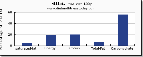 saturated fat and nutrition facts in millet per 100g